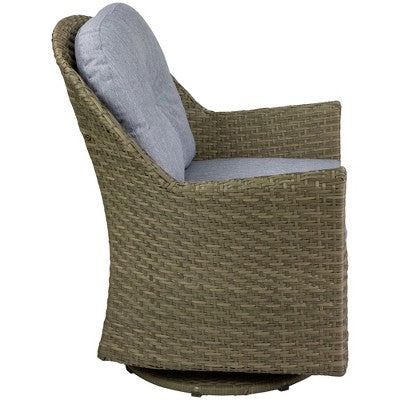  Northlight 34" Gray Resin Wicker Deep Seated Glider Chair With Gray Cushions