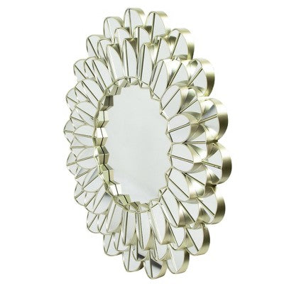  Northlight 31" Champagne Gold Sunflower Round Wall Mirror