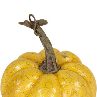  Northlight Set Of 3 Orange, Yellow And Brown Crackle Finish Fall Harvest Pumpkins 4"