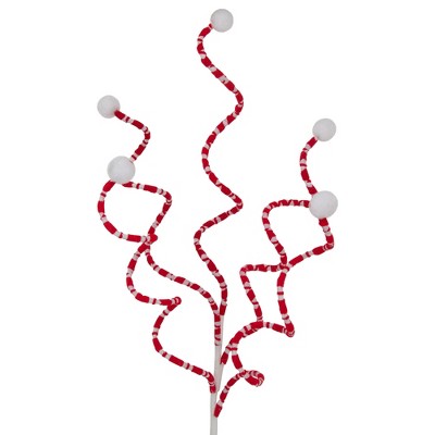  Northlight 24" Red And White Striped Candy Cane Curls Christmas Spray