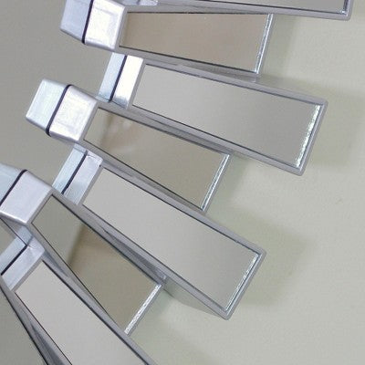  Northlight 25.5" Silver Aztec Sunburst Round Mirror Wall Decor