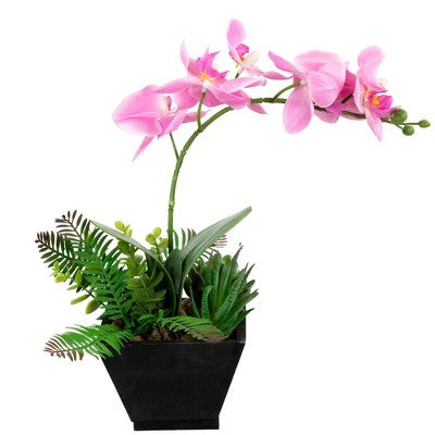  Northlight 13" Orchid With Succulent Artificial Potted Plant - Pink