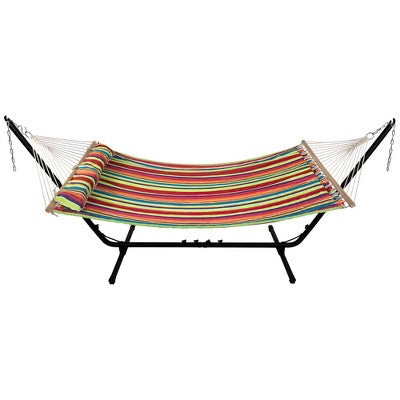  Northlight Striped Quilted Two Person Double Hammock With Pillow - 9' X 55" - Multicolor