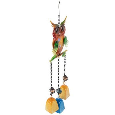 Northlight 10" Green Metal Owl Outdoor Garden Windchime