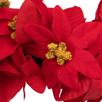  Northlight 6' X 3" Red Artificial Poinsettia Floral Christmas Garland - Unlit