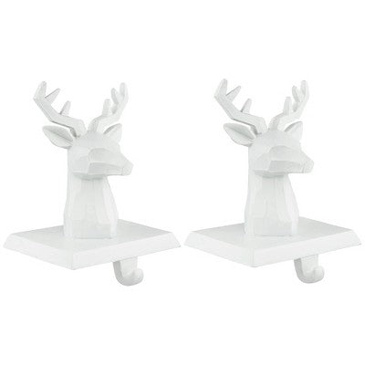  Northlight Set Of 2 White Reindeer Head Christmas Stocking Holders 5.75"