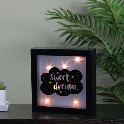  Northlight 9” Battery Operated LED Lighted “Sweet Dream” Cloud Framed Night Light Box