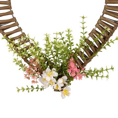  Northlight Wrapped Floral Heart Spring Decoration - 12"