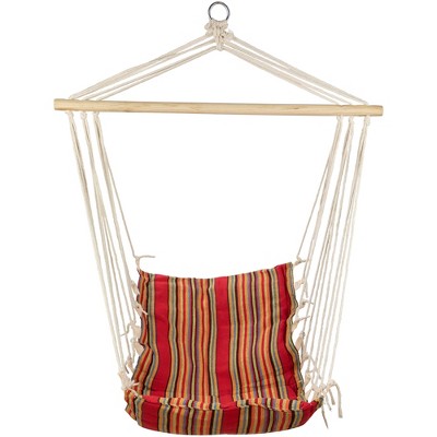  Northlight 21" X 34" Striped Hammock Chair With Padding And Wooden Bar - Red/Yellow