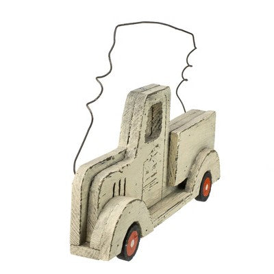  Northlight 11.75" White Wooden Pick Up Truck Fall Harvest Wall Hanging