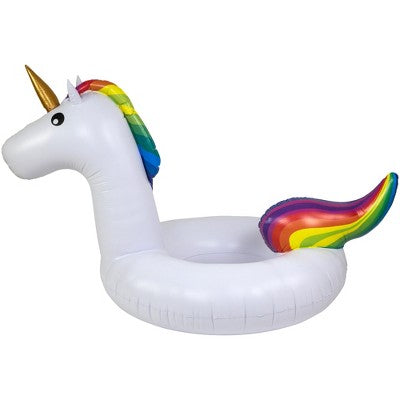  Northlight 68" Rainbow Unicorn Inflatable Swimming Pool Tube Ring Float