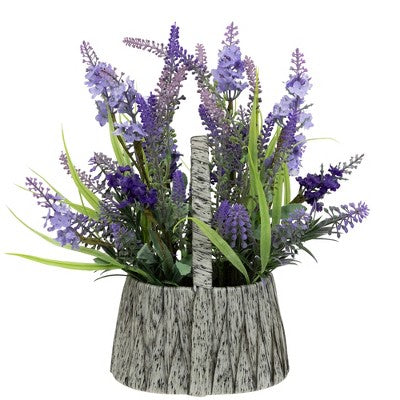  Northlight Lavender Bouquet In "Flower" Spring Basket With Handle - 12"
