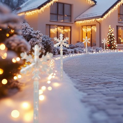  Northlight Lighted Snowflakes Christmas Outdoor Pathway Markers - 27" - Set Of 4