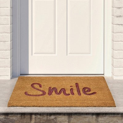  Northlight Natural Coir "Smile" Outdoor Rectangular Doormat 18" X 30"