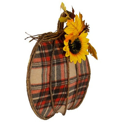  Northlight 14" Orange And Brown Plaid Fall Harvest Pumpkin Wall Decor