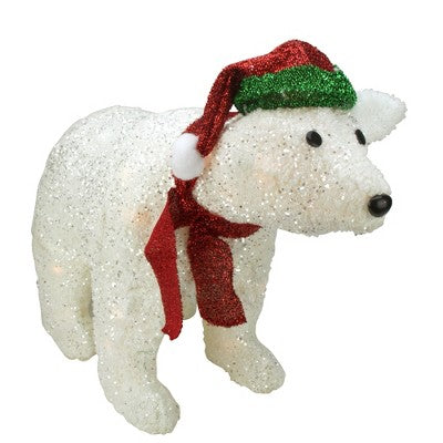  Northlight 23" Pre-Lit White Glittered Polar Bear Outdoor Christmas Decoration
