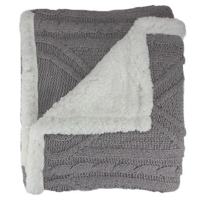  Northlight 50" X 60" Cable Knit Plush Throw Blanket - Gray/White