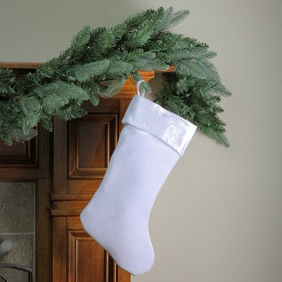  Northlight Traditional Velveteen Christmas Stocking - 19" - White