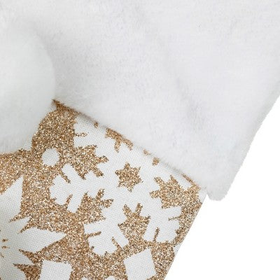  Northlight 20.5" Glittered Gold Christmas Stocking With Snowflakes And Pom Poms