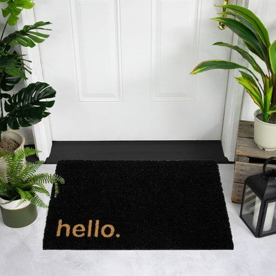  Northlight Black Coir "Hello" Outdoor Doormat 18" X 30"
