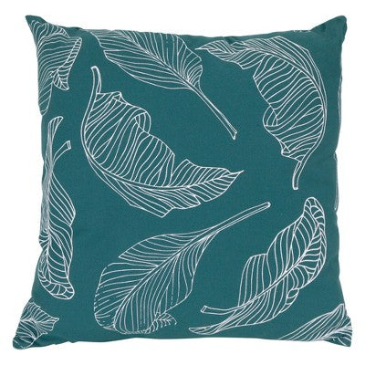  Northlight 17" Square Tropical Leaf Canvas Indoor Throw Pillow - Teal Green