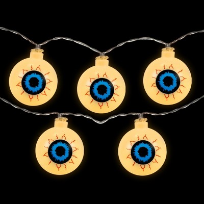  Northlight LED Bloodshot Eyeball Halloween Lights - 4.5' Clear Wire - Warm White Lights - 10ct