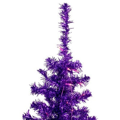  Northlight 6' Pre-Lit Purple Artificial Tinsel Christmas Tree, Clear Lights