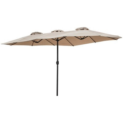  Northlight 15' Outdoor Patio Market Umbrella With Hand Crank, Beige
