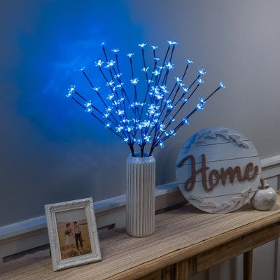  Northlight Set Of 3 Pre-Lit Cherry Blossom Artificial Tree Branches 2.5' - Blue LED Lights