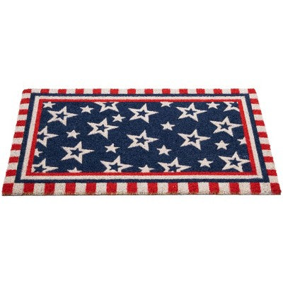  Northlight Blue And Red Americana Stars And Striped Border Coir Outdoor Doormat 18" X 30"