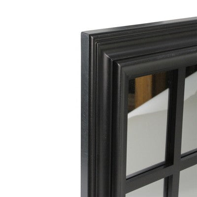  Northlight 17" Black Contemporary Square Windowpane Wall Mirror