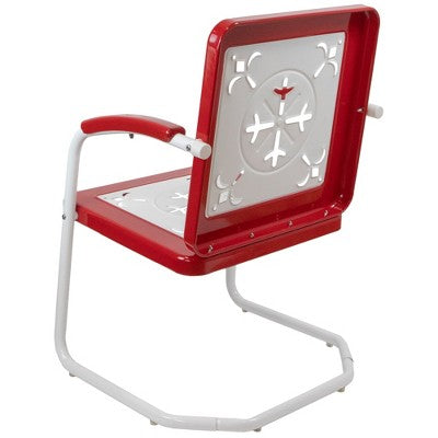  Northlight 35" Square Outdoor Retro Tulip Armchair, Red And White