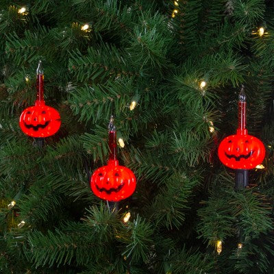  Northlight Jack-O-Lantern Halloween Bubble Light Set - Orange - 9' Black Wire - 10ct