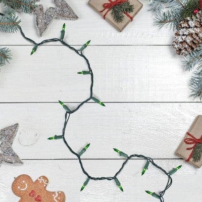  Northlight Mini Incandescent Christmas Lights - Green - 7' Green Wire - 35ct