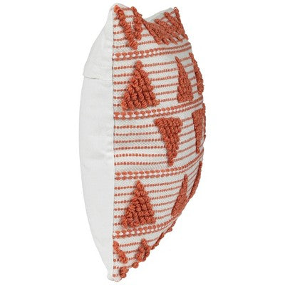  Northlight 20" Orange And Cream Handloom Woven Outdoor Square Throw Pillow