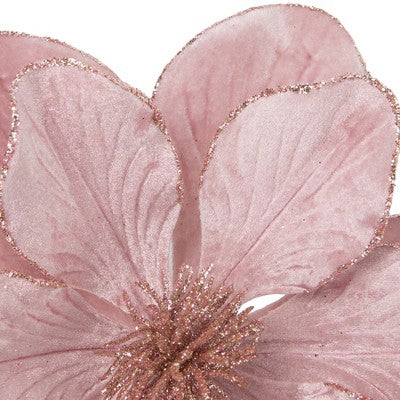 Northlight 23" Glittered Pink Magnolia Christmas Stem Spray