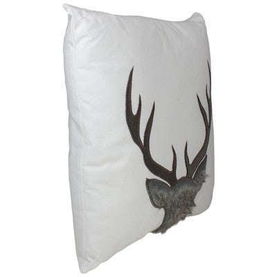 Northlight 17.5 White And Brown Faux Fur Reindeer Throw Pillow Cover