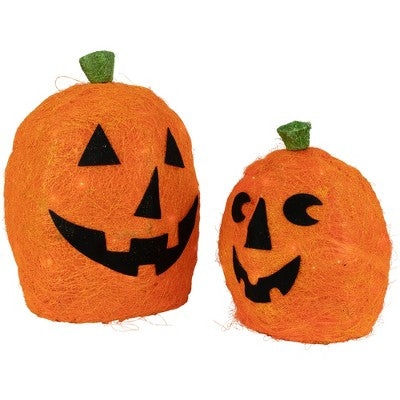  Northlight Lighted Sisal Jack O' Lanterns Outdoor Halloween Decorations - Set Of 2