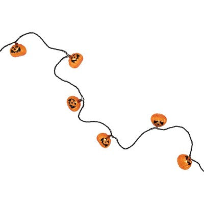  Northlight Jack O Lantern Halloween Lights - 7.5' Black Wire - 10ct