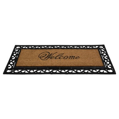  Northlight Black And Natural Coir Rectangular "Welcome" Doormat 22" X 48"