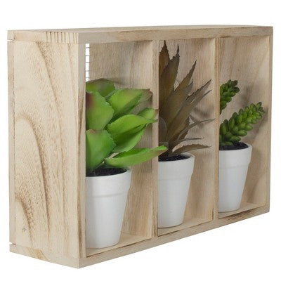  Northlight 10.75" Artificial Mixed Potted Succulents In Wooden Box