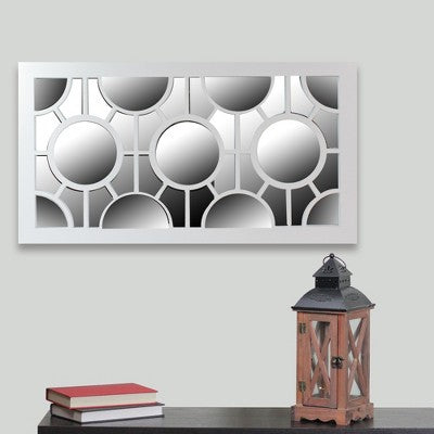  Northlight 25.25" White Framed Rectangular Geometric Mirror Wall Decor