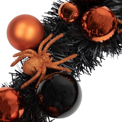  Northlight Orange Spiders And Ornaments Halloween Wreath, 18-Inch, Unlit