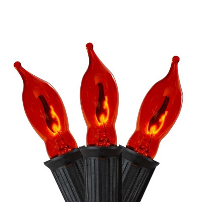  Northlight Flickering Flame C7 Christmas Lights - Orange - 9' Black Wire - 10ct