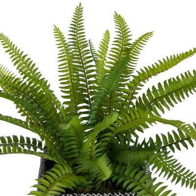  Northlight 20" Boston Fern Artificial Plant In Weathered Square Planter - Green/Gray