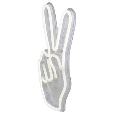  Northlight 15” Bright White Neon Style Peace Fingers LED Lighted Wall Sign