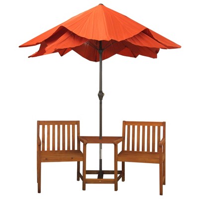  Northlight 70" Acacia Jack And Jill Chair With Table Outdoor Patio Set - Brown