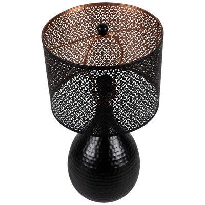  Northlight Teardrop Iron Table Lamp With Laser-Cut Shade - 20" - Black And Copper