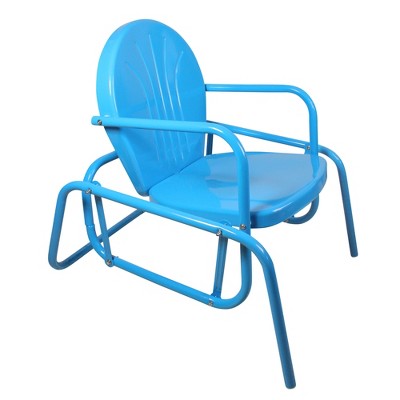  Northlight Outdoor Retro Metal Tulip Glider Patio Chair, Sky Blue