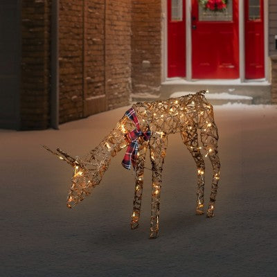  Northlight 35" LED Lighted Feeding Rattan Reindeer Outdoor Christmas Decoration